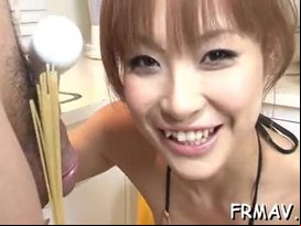 Tenacious japanese schlong sucking